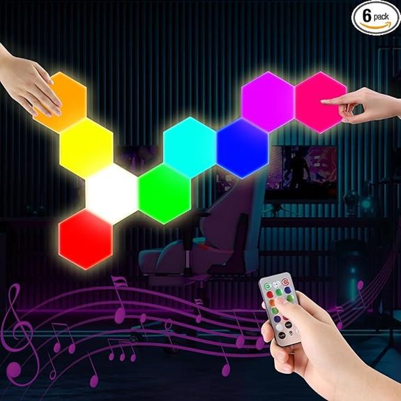 6 Pack RGB Hexagon LED Wall Light Panels