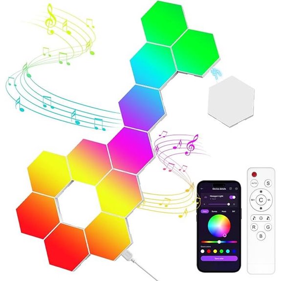 12 Pack RGB Hexagon LED Wall Light Panels