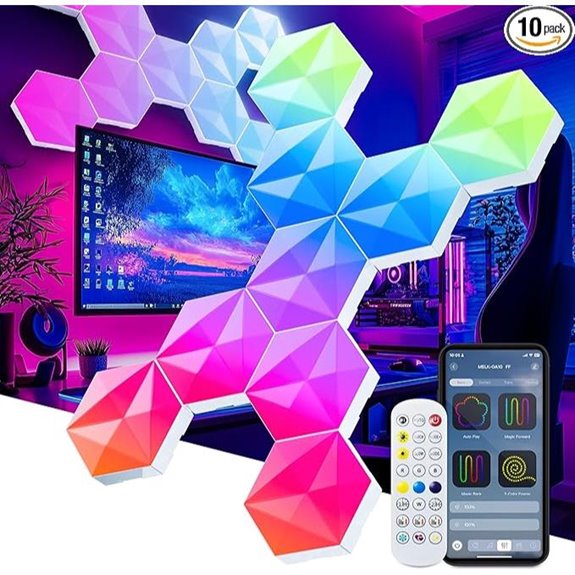 10 Pack RGBIC Hexagon Light Panels with App