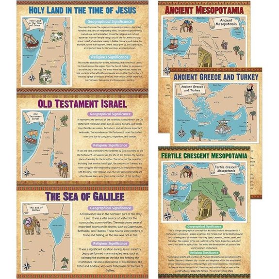 6-Piece Bible Map Posters for Christian Education