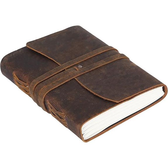 KomalC Leather Journal Notebook Vintage Unlined Rustic Brown