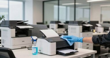 office equipment cleaning routine